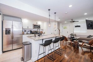 Fridge, microwave, electric kettle