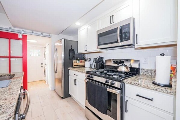 Fridge, microwave, electric kettle