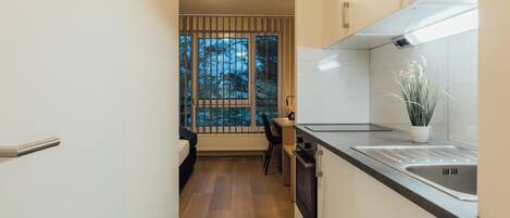Frigobar, horno, placa de cocina