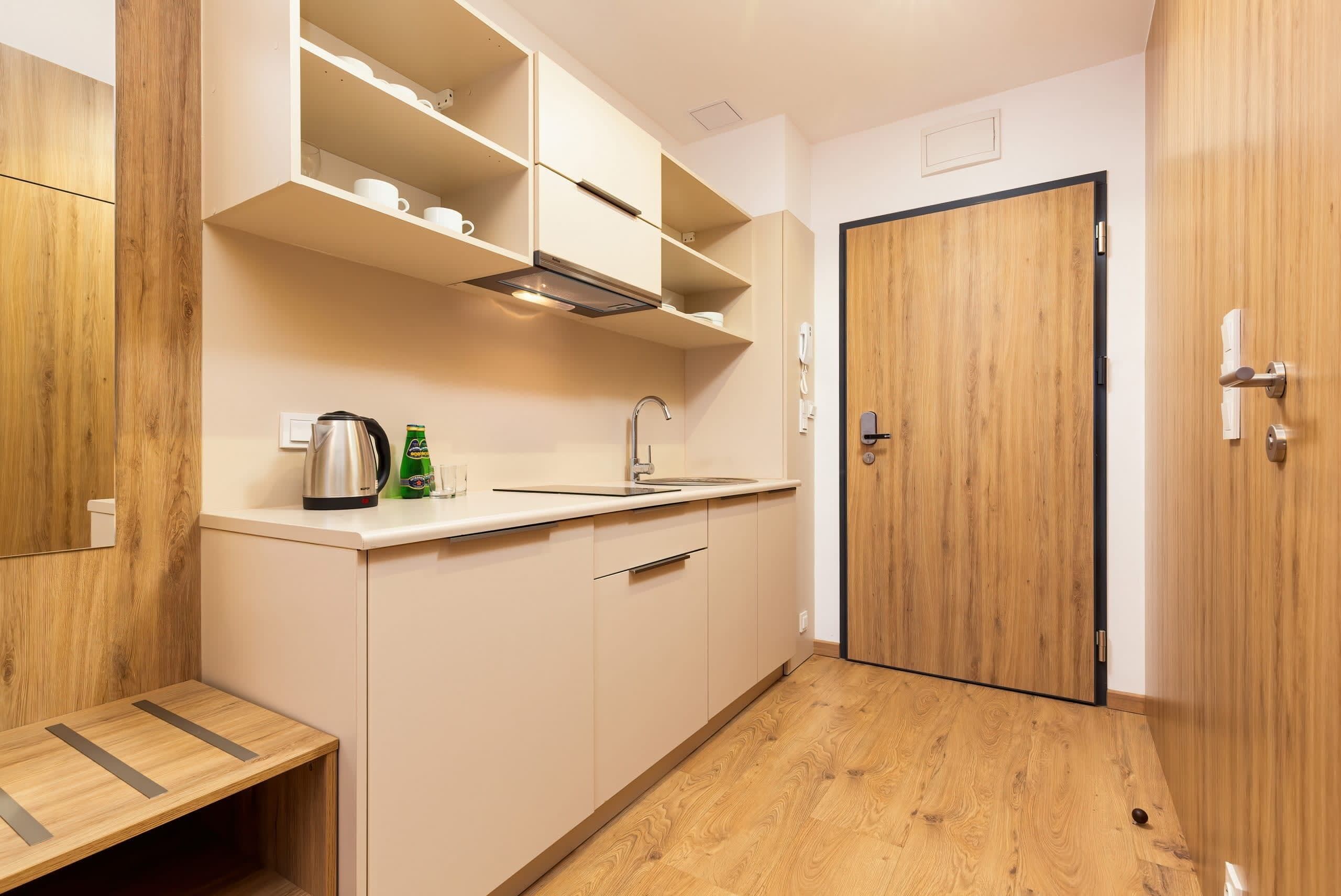 Fridge, stovetop, cookware/dishes/utensils