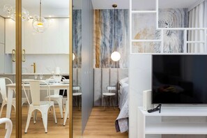 1 bedroom, iron/ironing board, travel crib, WiFi