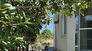 A paved pathway leading to a building with a window and steps. - Spacious seaside villa, Private Pool &Parking,5 bedrooms,Sea View,Diklo,Zadar (Zadar)