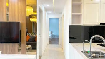 City Duplex, Balcony, City View | Living area