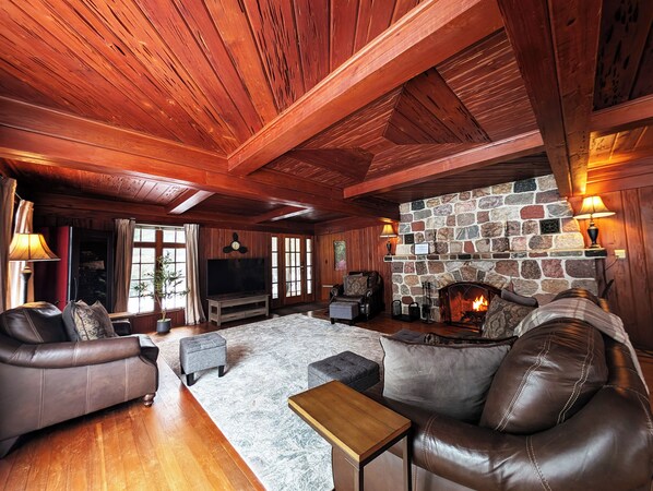 Smart TV, fireplace, video games, table football