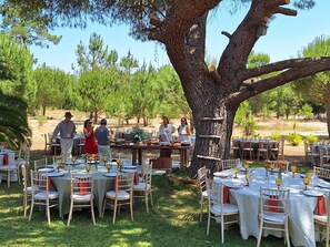 Outdoor banquet area
