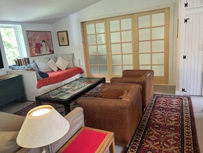 Älytelevisio, DVD-soitin, kirjoja, videokirjasto