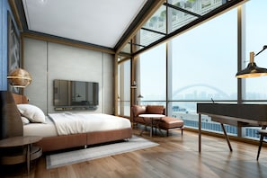 Quarto luxo, 1 cama King, vista para o rio | Roupas de cama premium, frigobar (abastecido com alguns itens grátis)