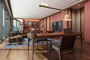 Premium bedding, free minibar items, in-room safe, desk