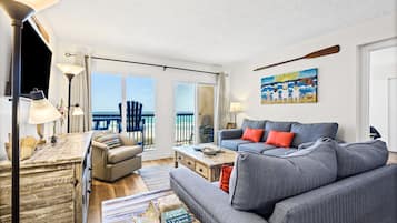 Condo, Multiple Beds, Balcony, Ocean View (Pinnacle Port B2306) | Living area | 42-inch flat-screen TV with digital channels