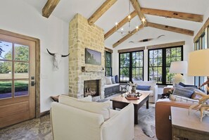 TV, fireplace
