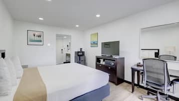 In-room safe, desk, laptop workspace, blackout curtains