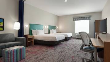 Premium bedding, desk, laptop workspace, bed sheets