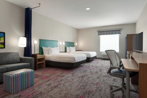 Premium bedding, desk, laptop workspace, bed sheets