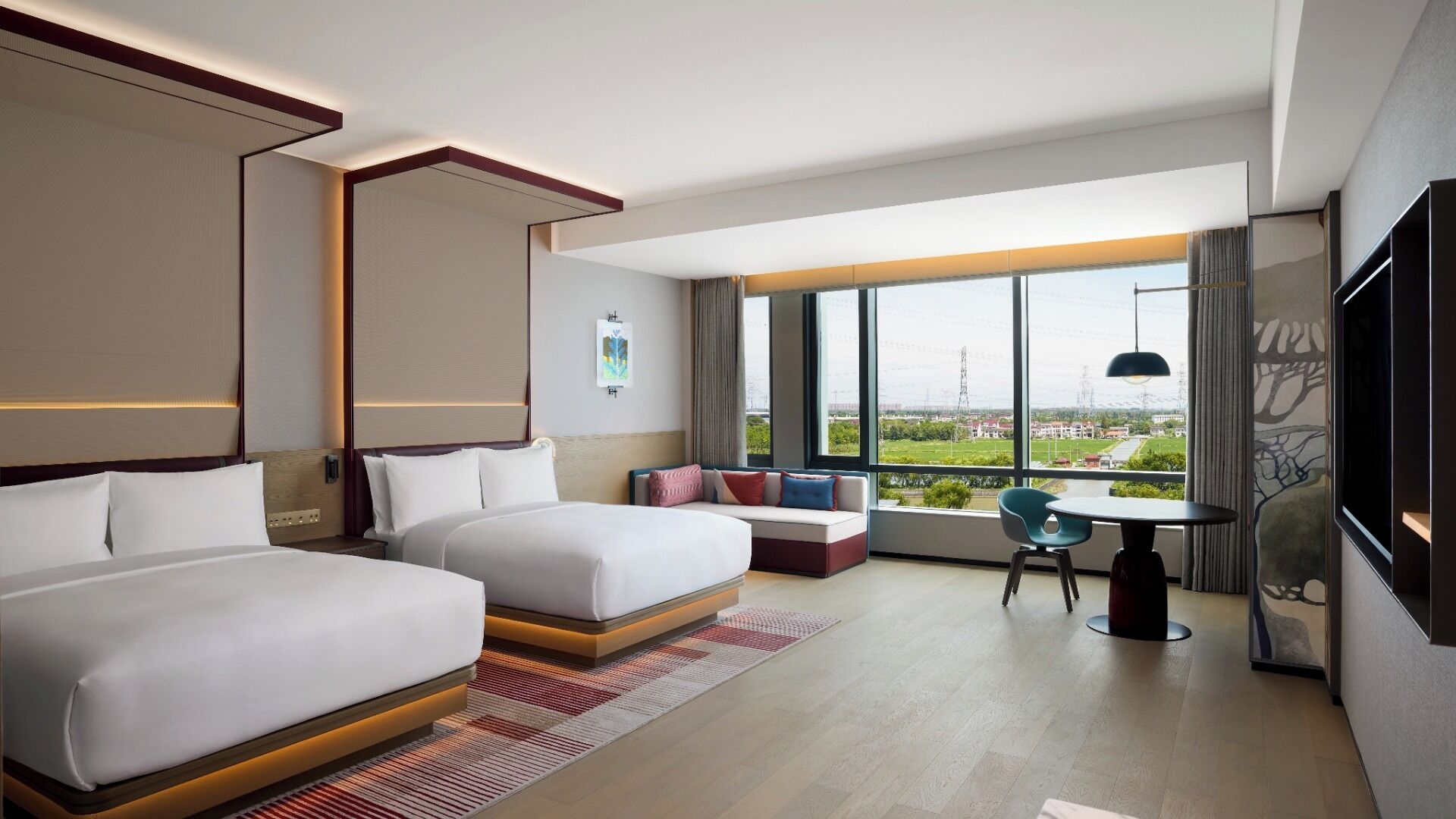 Deluxe-rum - 1 queensize-säng med bäddsoffa | Minibar, skrivbord, mörkläggningsgardiner och strykjärn/strykbräda