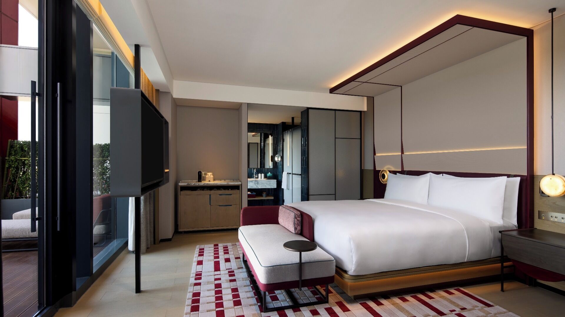 Deluxe-rum - 1 kingsize-säng - terrass | Minibar, skrivbord, mörkläggningsgardiner och strykjärn/strykbräda