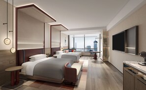 Minibar, desk, blackout curtains, iron/ironing board