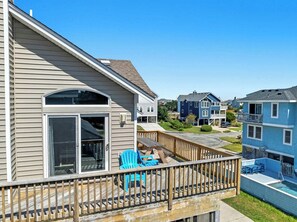 Terrace/patio - The Salty Seahorses | 1,390 ft to the beach | Private Pool, Hot Tub, and Dog Friendly (Corolla)