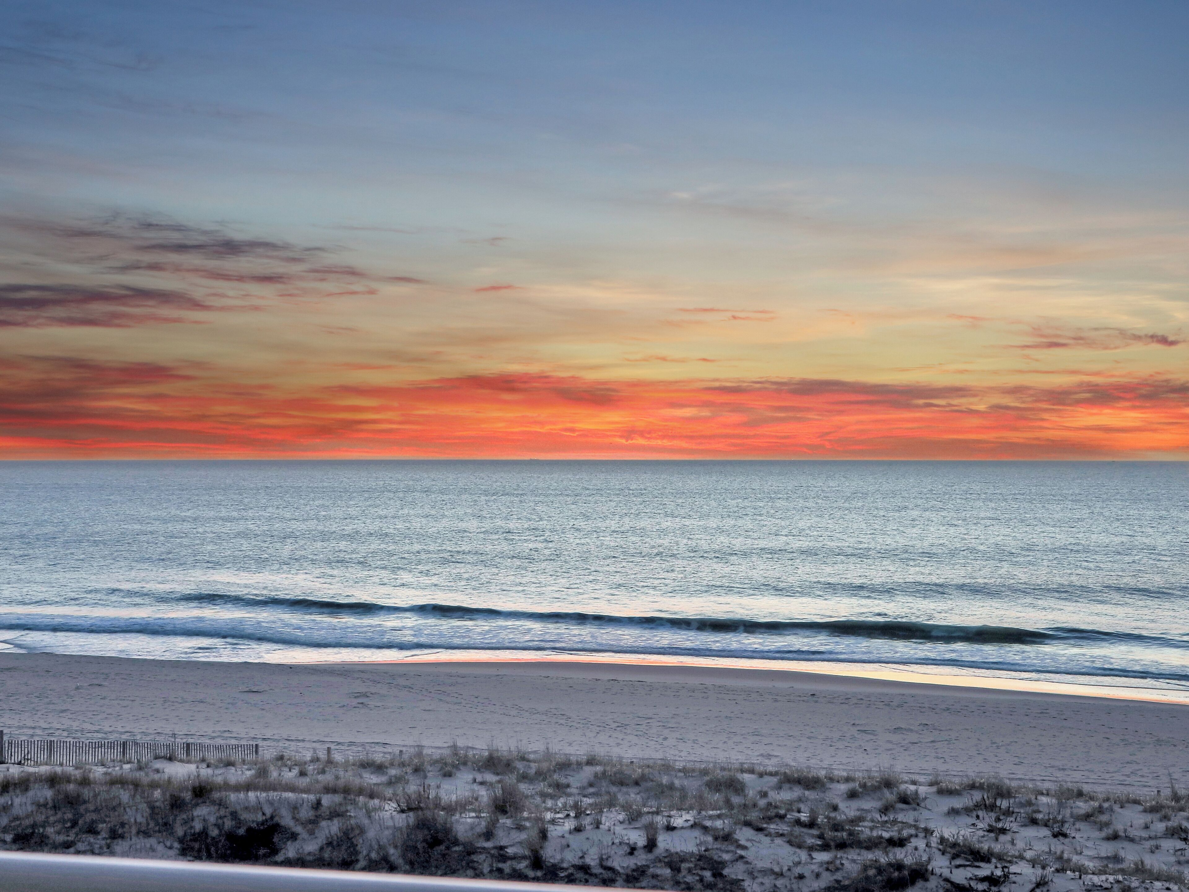 On the beach, sun loungers