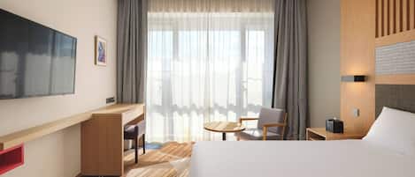Blackout drapes, free WiFi, bed sheets