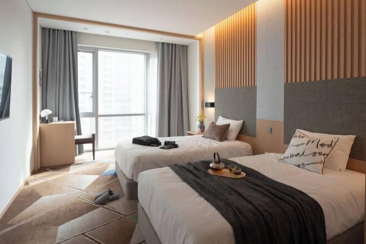 Blackout curtains, free WiFi, bed sheets
