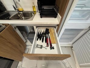 Fridge, microwave, oven, dishwasher