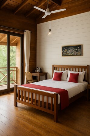 Deluxe-Doppelzimmer, Gartenblick | Hochwertige Bettwaren, Select-Comfort-Betten, Schreibtisch