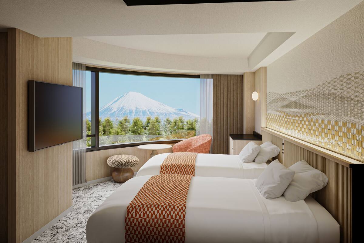Chambre Standard avec lits jumeaux, non-fumeur, vue montagne (Mt.Fuji View)