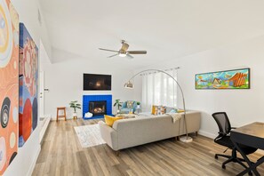 Smart TV, fireplace, printers