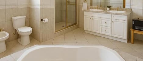 Shower, free toiletries, towels, soap