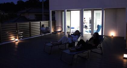 New Airport Terrace House large roof balcony, pets allowed, 1 building, 2 floors, large private villa, parking, sauna.