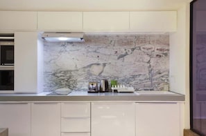 Apartment | Private kitchen | Fridge, microwave, coffee/tea maker, electric kettle