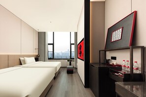 Mingxin City View Twin Room | Egyptiska bomullslakan, sängtillbehör av högsta kvalitet och duntäcken