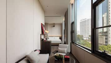 Mingxin City View King Room | ผ้าปูที่นอนฝ้ายอียิปต์, เครื่องนอนระดับพรีเมียม, ผ้านวมขนเป็ด