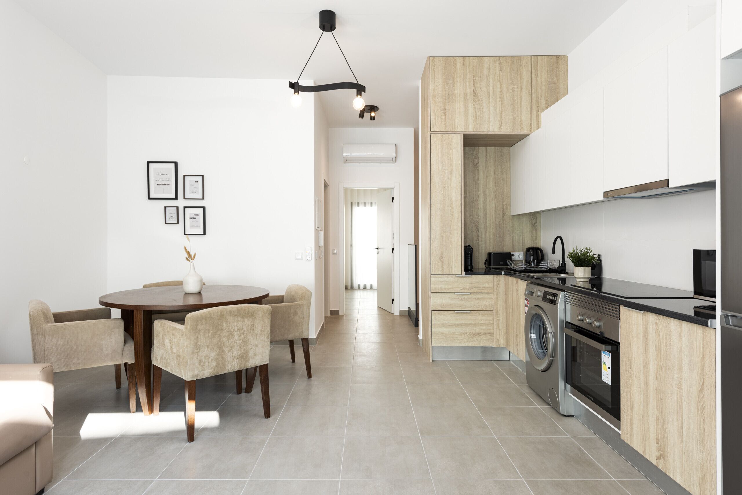 Fridge, microwave, oven, coffee/tea maker