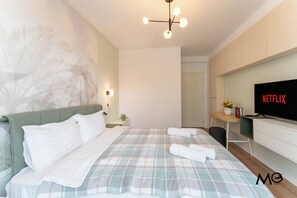 Căn hộ Deluxe | Bộ đồ giường cao cấp, chăn bông, nệm cao su hoạt tính (memory foam)
