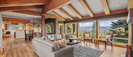 TV, peis, bøker og kontorer