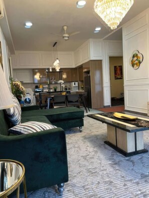 Superior Apartment, 3 Bedrooms, Balcony, City View | Living area - Ciao Sentrio Pandan KLCC Apartments (Kuala Lumpur)