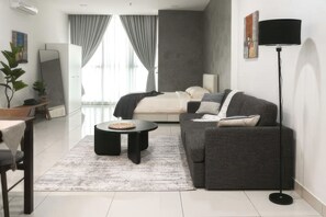 Studio – superior, 1 queensize-seng, kjøkken, byutsikt | Utsikt fra rommet