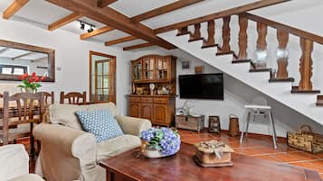 Télévision, cheminée, lecteur de DVD