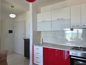 Fridge, oven, cookware/dishes/utensils