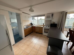 Microwave, oven, toaster, cookware/dishes/utensils
