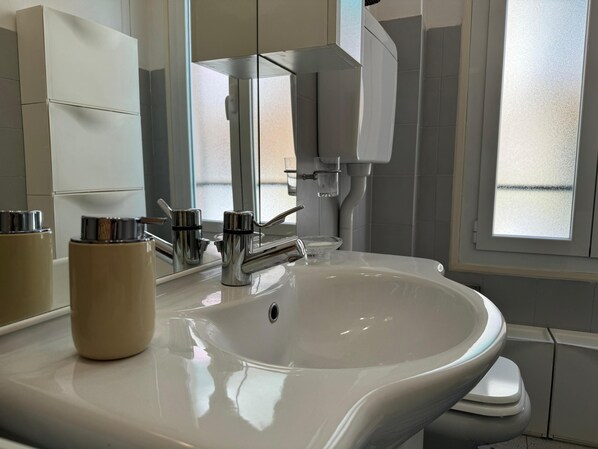 Dusche, Haartrockner, Bidet, Handtücher