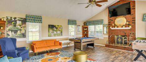 House (3 Bedrooms) | Living area | TV, fireplace