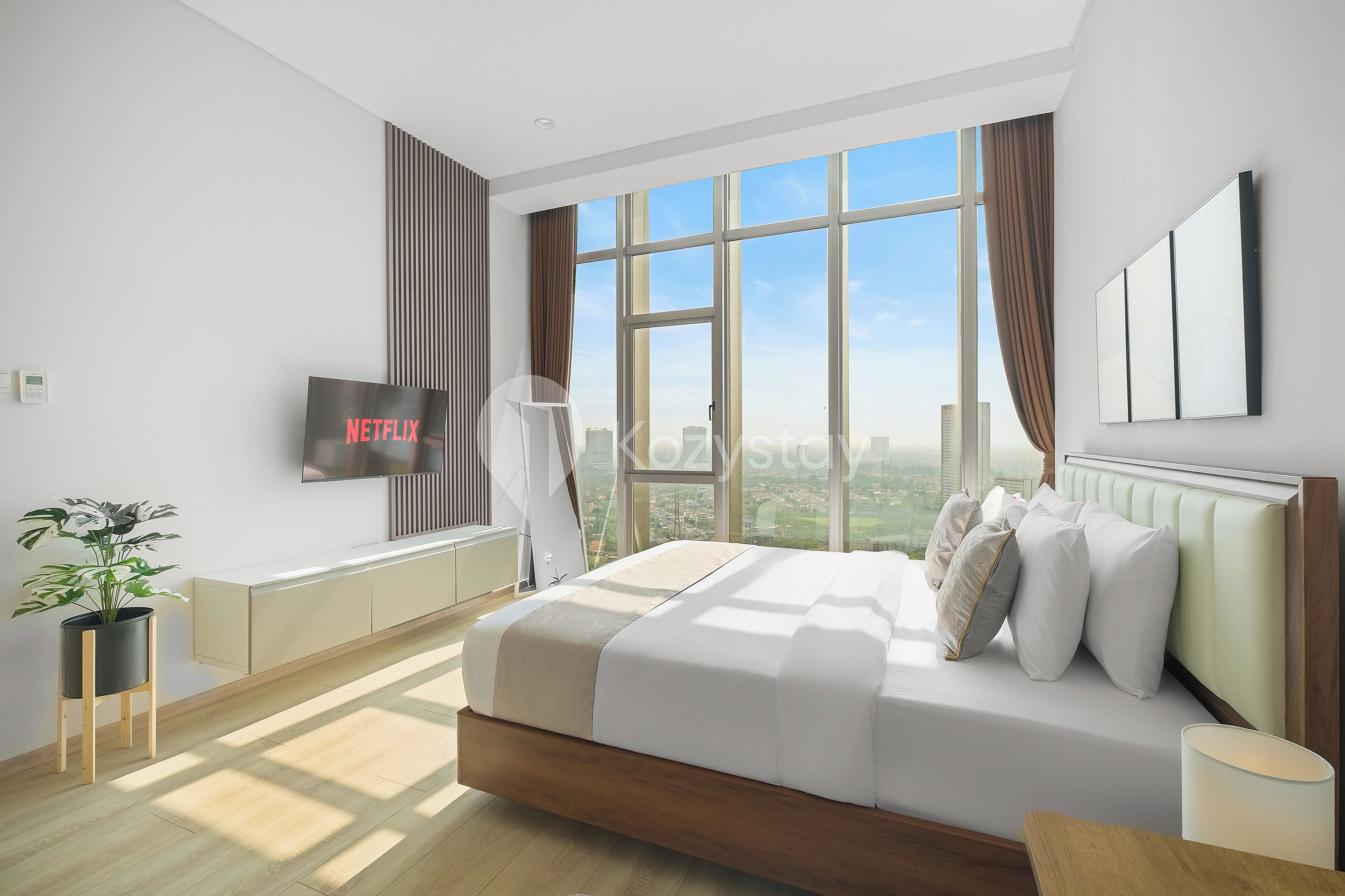 Apartemen, 3 kamar tidur, pemandangan kota | Meja kerja, ruang kerja ramah laptop, dan setrika/meja setrika