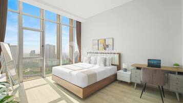 Apartment, 3 Bedrooms, City View | Desk, laptop workspace, iron/ironing board, free WiFi