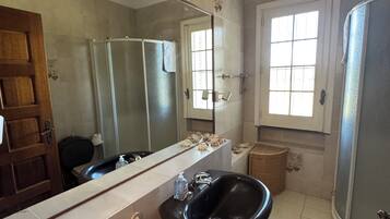 Dusche, Haartrockner, Bidet, Handtücher