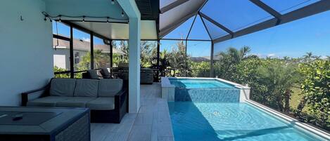 Piscine extérieure, piscine chauffée