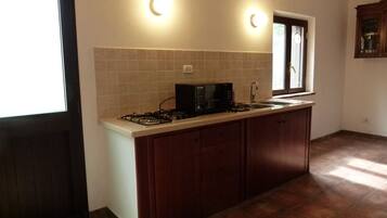 Apartment, Hill View | Private kitchen | Fridge, microwave, stovetop, espresso maker