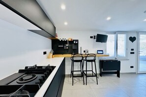Fridge, microwave, dishwasher, electric kettle