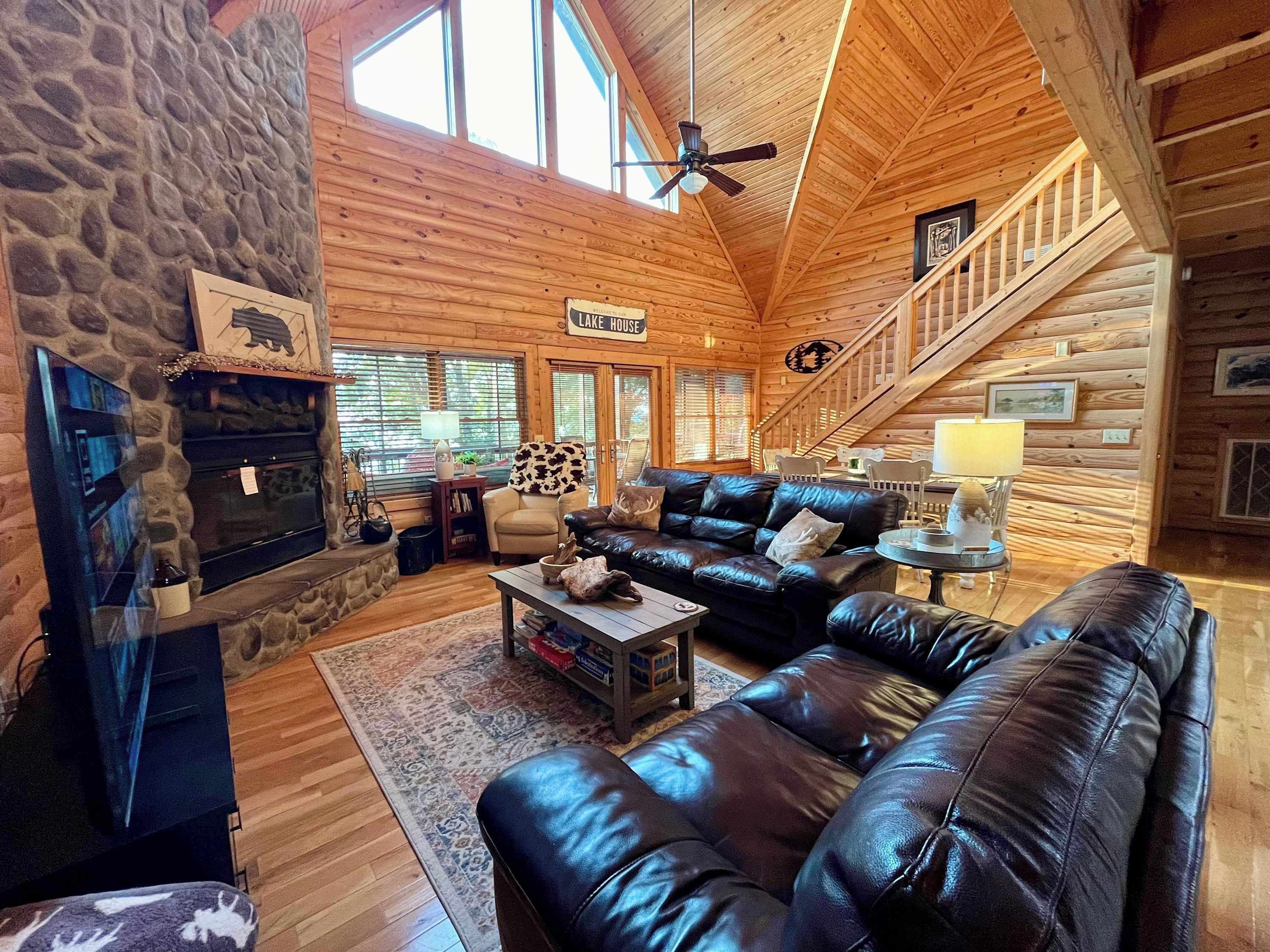 TV, fireplace, foosball